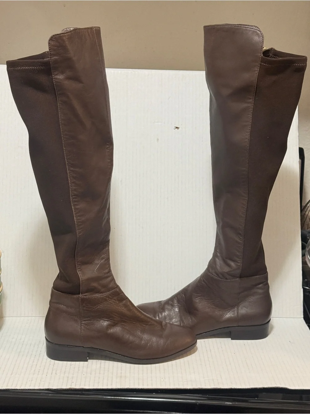 MICHAEL Michael Kors Bromley Brown Leather Flat Over The Knee Riding Boots 6 1/2
